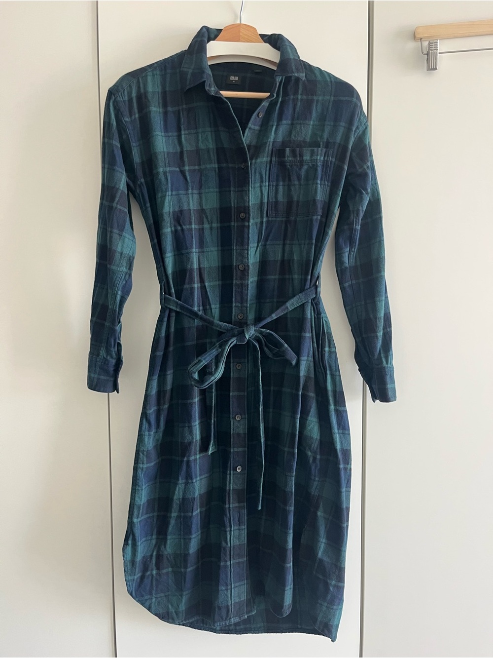 UNIQLO Plaid Shirt Dress - Green/Navy